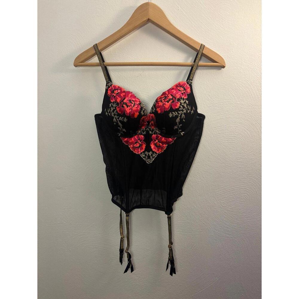Victoria Secret Bustier Floral Embroidery Corset Bra Size 36B
